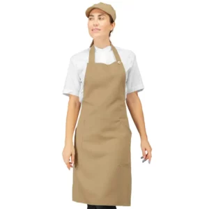 Delantal con peto Isacco Champagne 088015, Biscotto, vista con modelo