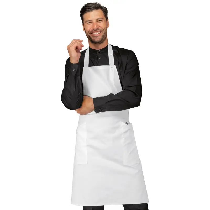 Delantal con peto Isacco Champagne 088100 1 Delantal con peto Isacco Champagne 088100, Blanco, vista con modelo
