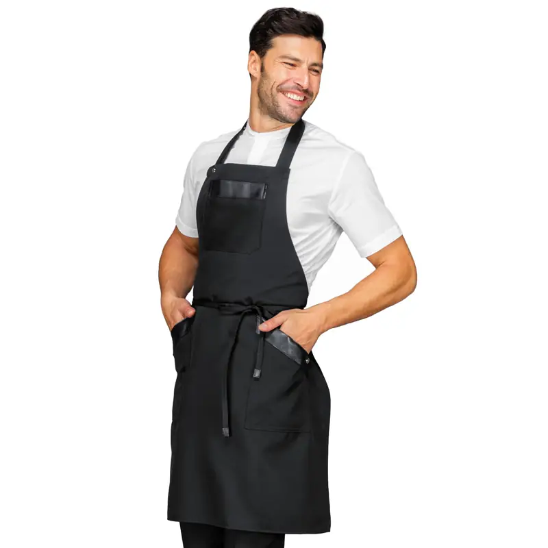 Delantal con peto Isacco Oregon 088401 1 Delantal con peto Isacco Oregon 088401, Negro, vista frontal con modelo