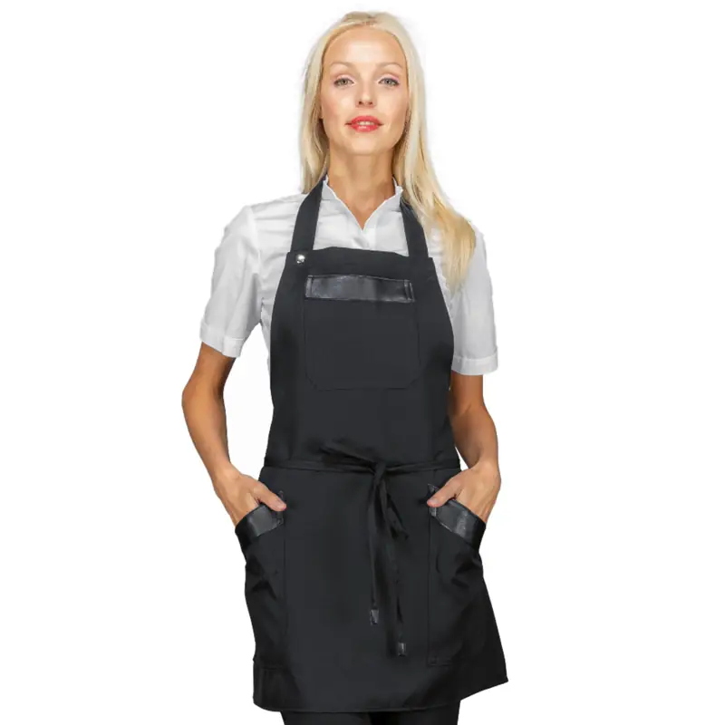 Delantal con peto Isacco Oregon Short 088401S 1 Delantal con peto Isacco Oregon Short 088401S, Negro, vista frontal con modelo