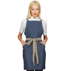 Delantal con peto Isacco Oxford 088577, Jeans, vista frontal con modelo