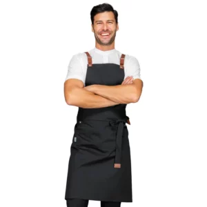 Delantal con peto Isacco Mexico 088601, Negro, vista frontal con modelo