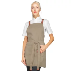 Delantal con peto Isacco Mexico Short 088616S, Natural, vista frontal con modelo