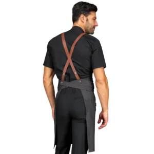 Delantal con peto Isacco Mexico 088641, Black jeans, vista trasera con modelo