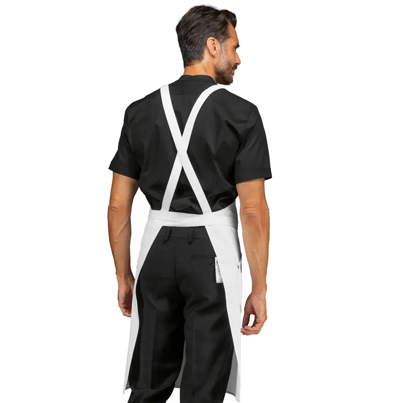Delantal con peto Isacco Watson 088700 2 Delantal con peto Isacco Watson 088700, Blanco, vista trasera con modelo