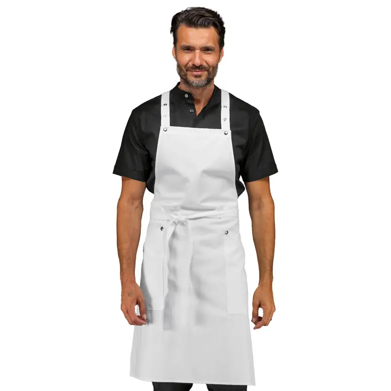 Delantal con peto Isacco Watson 088700 1 Delantal con peto Isacco Watson 088700, Blanco, vista frontal con modelo