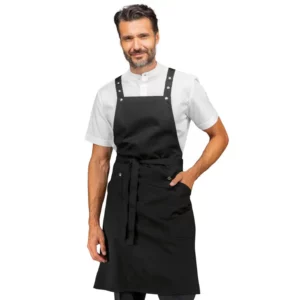 Delantal con peto Isacco Watson 088701, Negro, vista frontal con modelo