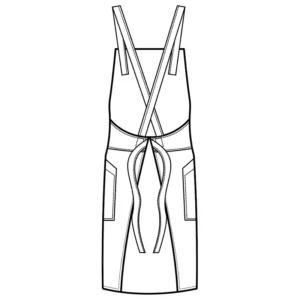 Delantal con peto Isacco Samurai Stone 088788, Fango, esquema de vista trasera