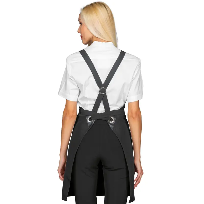 Delantal con peto Isacco Milford 088801 2 Delantal con peto Isacco Milford 088801, Negro, vista trasera con modelo