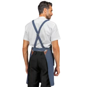 Delantal con peto Isacco Milford 088877, Jeans, vista trasera con modelo