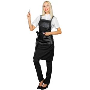 Delantal con peto Isacco Bristol 088901, Negro/Ecopiel negro, otra vista frontal con modelo 2