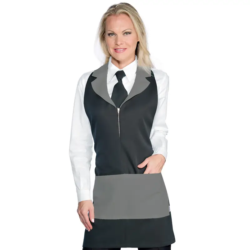 Delantal Isacco Madeira 090387 1 Delantal con peto Isacco Madeira 090387, color Antracita/Gris, vista frontal con modelo