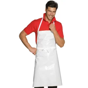 Delantal con peto Isacco Cerato 091000, Blanco, vista con modelo