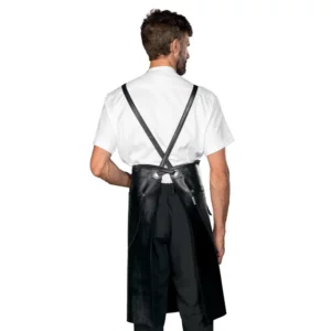 Delantal con peto Isacco Sheffield 092201, Negro, vista trasera con modelo