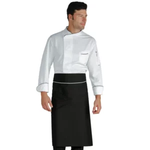 Delantal de cintura Isacco Rondin 114411, Negro/Blanco, segunda vista con modelo