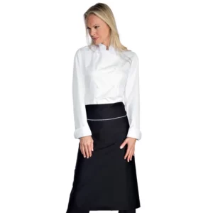Delantal de cintura Isacco Rondin 114411, Negro/Blanco, tercera vista con modelo