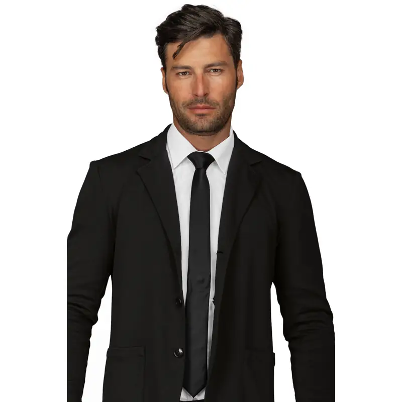Corbata estrecha Isacco 115001 2 Corbata Isacco 115001, Negro, vista alternativa con modelo