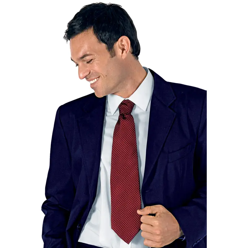 Corbata de seda Isacco 115223 1 Corbata Isacco 115223, Burdeos, vista alternativa con modelo
