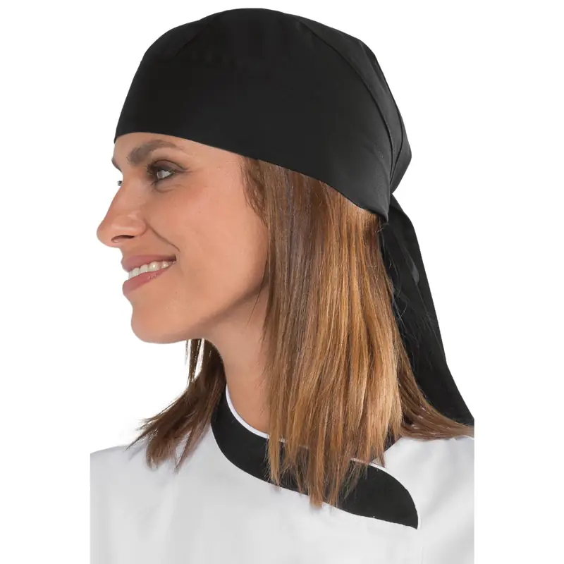 Bandana Isacco 124001 2 Bandana Isacco 124001, Negro, vista lateral con modelo