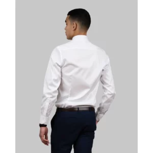 Camisa hombre J. HARVEST & FROST GB01 TWILL SLIM 2900102, Blanco, vista posterior con modelo
