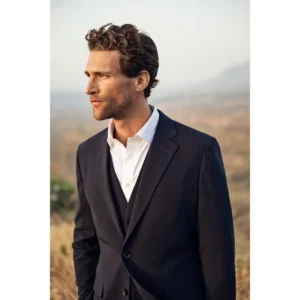 Chaleco J. HARVEST & FROST SIGNATURE SUIT VEST 2962311, detalle frontal con modelo