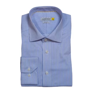Camisa hombre J. HARVEST & FROST YB50 TWILL REGULAR 2905001, Sky blue/Rayas, vista doblada