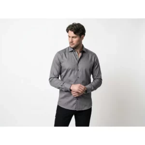 Camisa hombre J. HARVEST & FROST YB50 TWILL REGULAR 2905001, Gris, con modelo, vista frontal