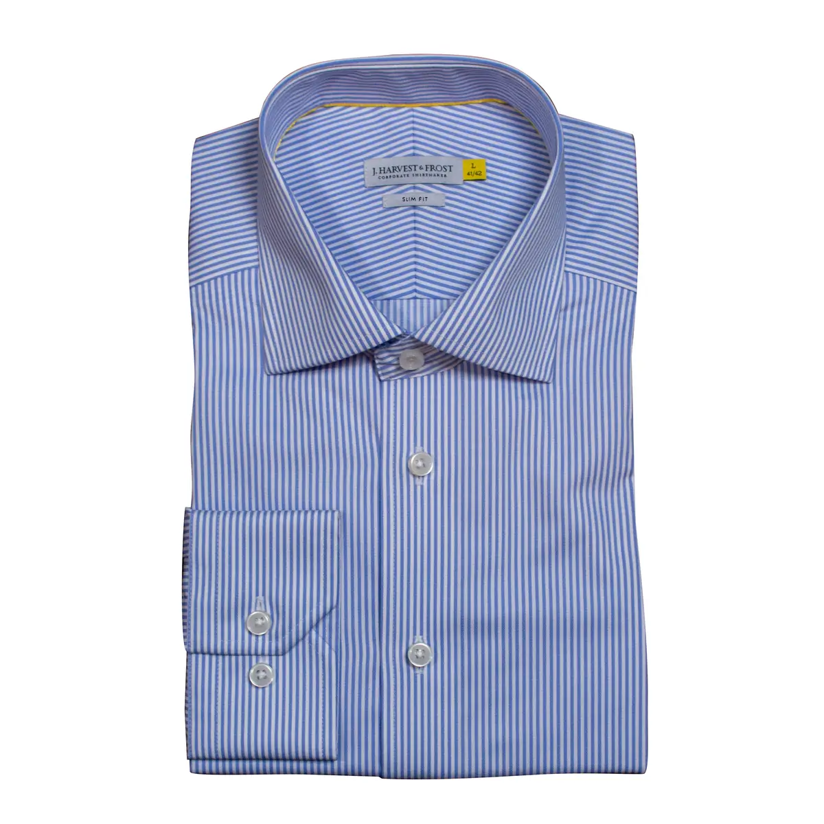 Camisa hombre J. HARVEST & FROST YB50 TWILL SLIM 2905002 21 Camisa hombre J. HARVEST & FROST YB50 TWILL SLIM 2905002, Sky blue/Stripe, vista doblada