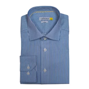Camisa hombre J. HARVEST & FROST YB50 TWILL SLIM 2905002, Marino/Stripe, vista doblada