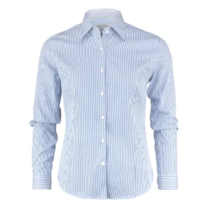Camisa mujer J. HARVEST & FROST YB50 TWILL WOMAN 2905003, Sky blue/Stripe, vista frontal