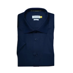 Camisa J. HARVEST & FROST YB50 TWILL S/S REGULAR 2905011, presentación plegada y detalle del cuello
