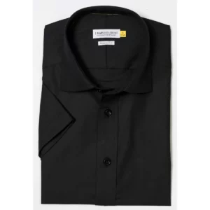 Camisa J. HARVEST & FROST YB50 TWILL S/S REGULAR 2905011, presentación plegada y detalle del cuello