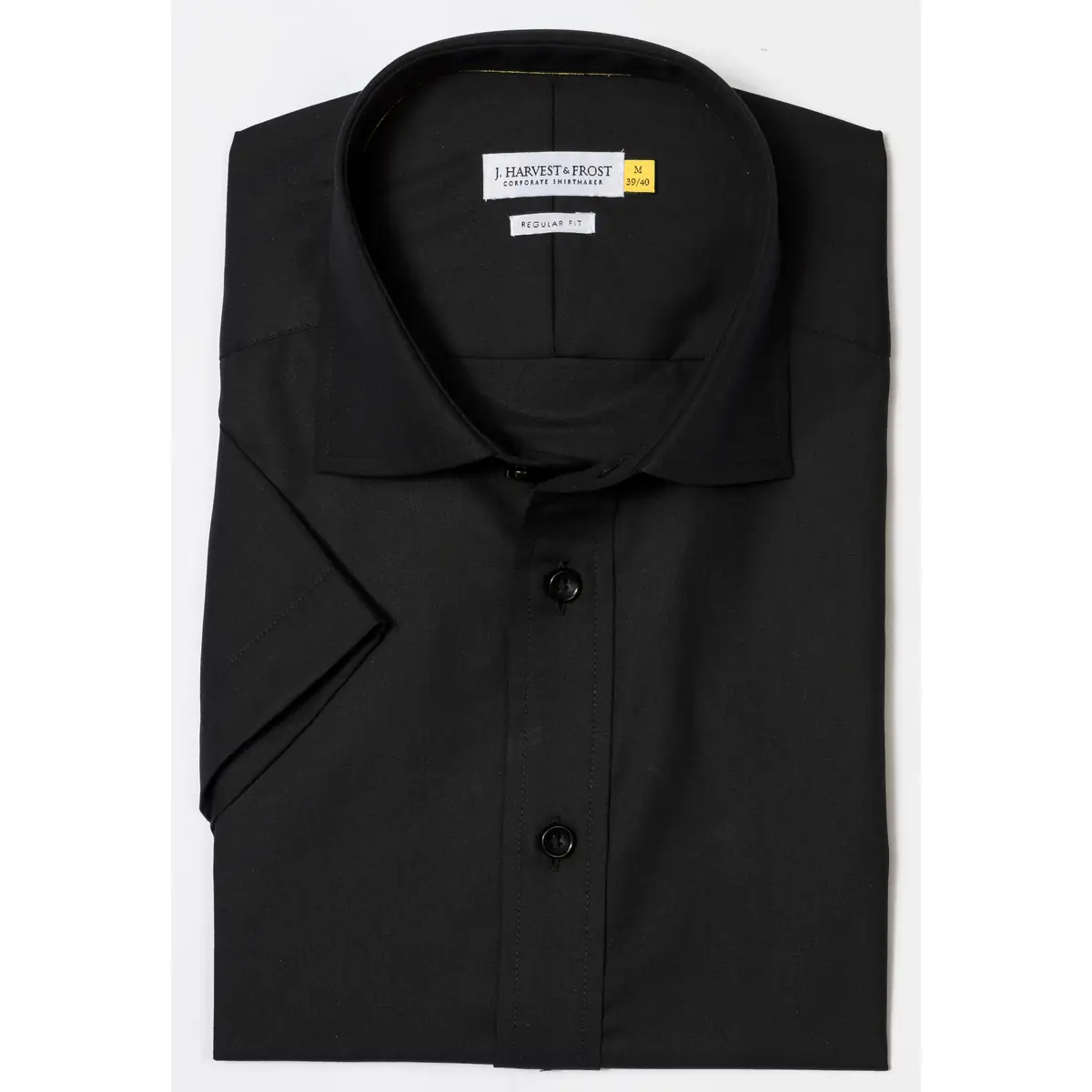 Camisa J. HARVEST & FROST YB50 TWILL S/S REGULAR 2905011 21 Camisa J. HARVEST & FROST YB50 TWILL S/S REGULAR 2905011, presentación plegada y detalle del cuello