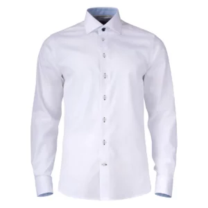 Camisa hombre J. HARVEST & FROST YB51 TWILL REGULAR 2905101, Blanco/Skyblue, vista frontal