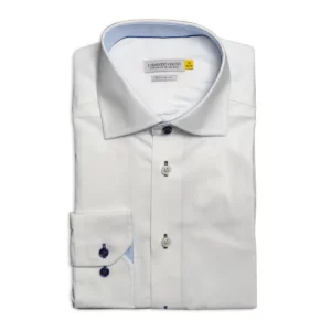 Camisa hombre J. HARVEST & FROST YB51 TWILL REGULAR 2905101, presentación plegada y detalle del cuello