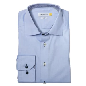 Camisa hombre J. HARVEST & FROST YB51 TWILL REGULAR 2905101, presentación plegada y detalle del cuello