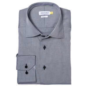 Camisa hombre J. HARVEST & FROST YB51 TWILL REGULAR 2905101, presentación plegada y detalle del cuello