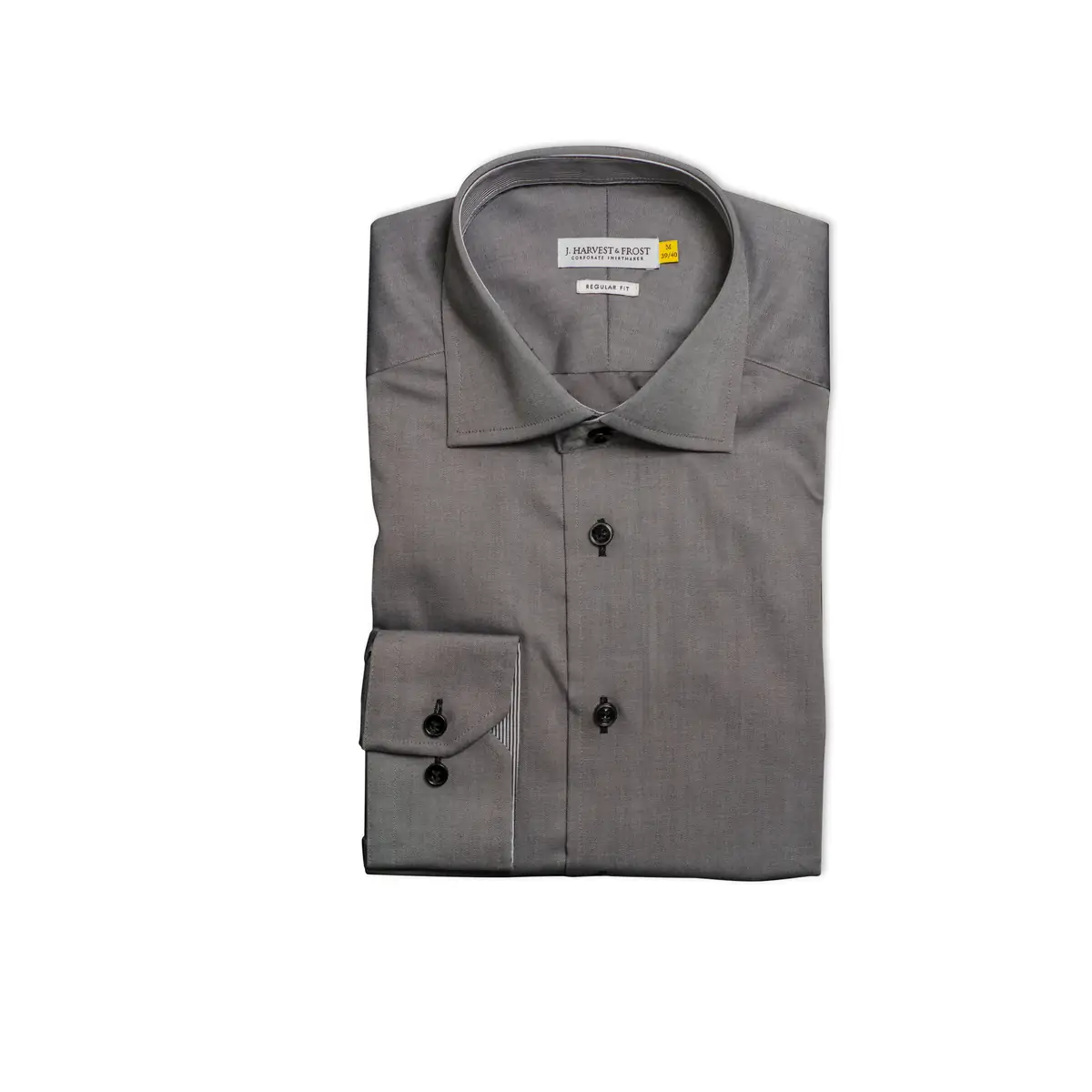 Camisa hombre J. HARVEST & FROST YB51 TWILL REGULAR 2905101 24 Camisa hombre J. HARVEST & FROST YB51 TWILL REGULAR 2905101, presentación plegada y detalle del cuello
