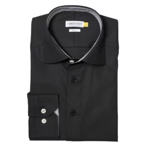 Camisa hombre J. HARVEST & FROST YB51 TWILL SLIM 2905102, presentación plegada y detalle del cuello