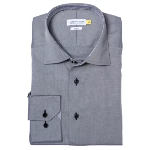 Camisa hombre J. HARVEST & FROST YB51 TWILL SLIM 2905102, presentación plegada y detalle del cuello