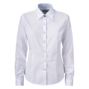 Camisa mujer J. HARVEST & FROST YB51 TWILL WOMAN 2905103, Blanco/Skyblue, vista frontal
