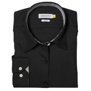 Camisa mujer J. HARVEST & FROST YB51 TWILL WOMAN 2905103, presentación plegada y detalle del cuello
