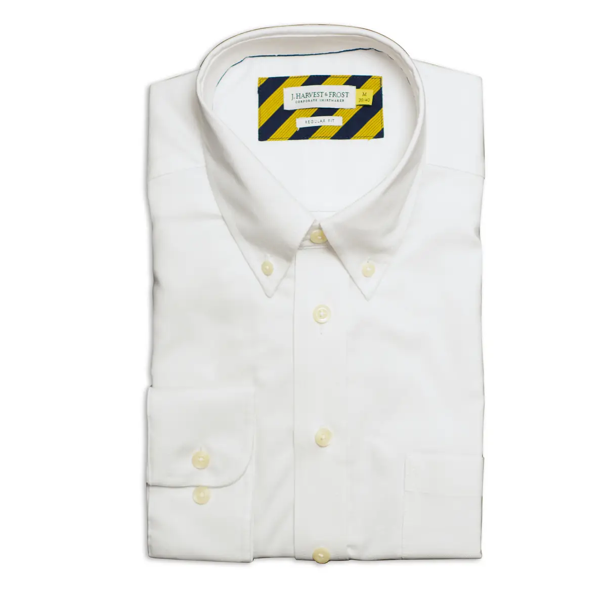 Camisa hombre J. HARVEST & FROST YB54 OXFORD REGULAR 2905401 4 Camisa hombre J. HARVEST & FROST YB54 OXFORD REGULAR 2905401, presentación plegada y detalle del cuello