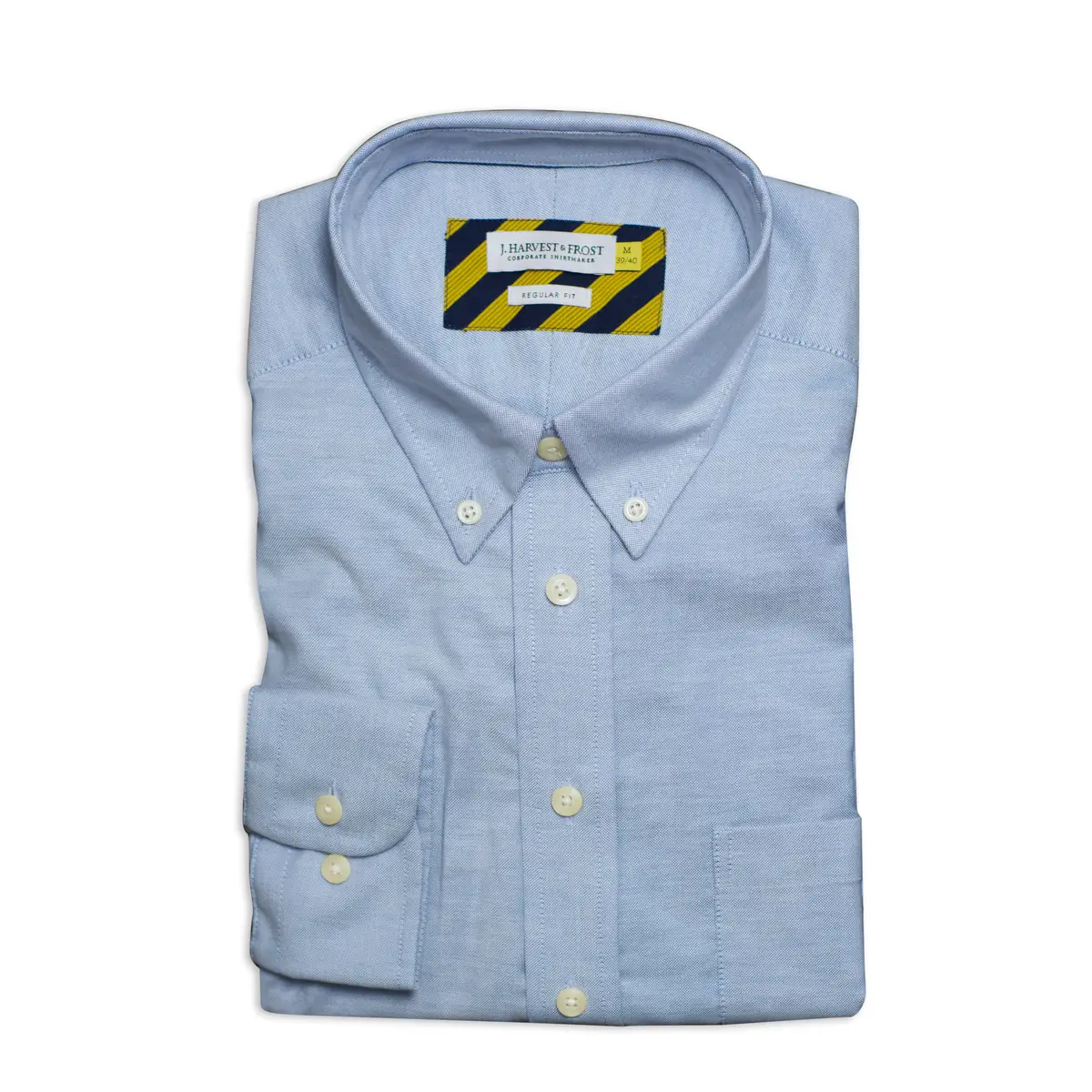 Camisa hombre J. HARVEST & FROST YB54 OXFORD REGULAR 2905401 9 Camisa hombre J. HARVEST & FROST YB54 OXFORD REGULAR 2905401, presentación plegada y detalle del cuello