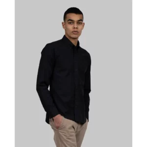 Camisa hombre J. HARVEST & FROST YB54 OXFORD SLIM 2905402, Negro, con modelo, vista frontal
