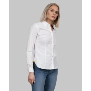 Camisa mujer J. HARVEST & FROST YB54 OXFORD WOMAN 2905403, Blanco, con modelo, vista frontal de tres cuartos