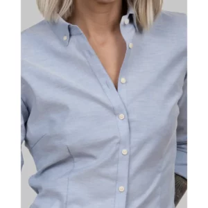Camisa mujer J. HARVEST & FROST YB54 OXFORD WOMAN 2905403, detalle del cuello y la botonadura