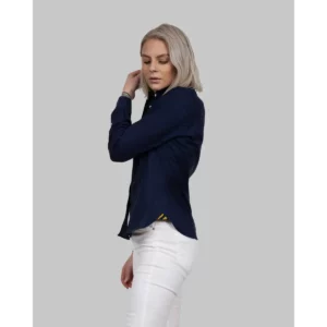 Camisa mujer J. HARVEST & FROST YB54 OXFORD WOMAN 2905403, Marino, con modelo, vista lateral