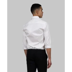 Camisa hombre J. HARVEST & FROST BLACK BOW 60 SLIM 2906002, Blanco, vista posterior con modelo