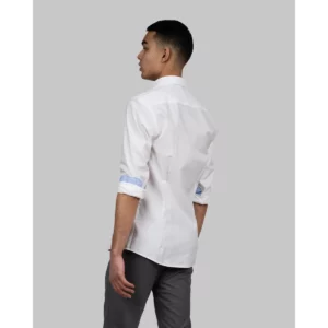 Camisa hombre J. HARVEST & FROST RB121 OXFORD SLIM 2912102, Blanco, vista posterior con modelo